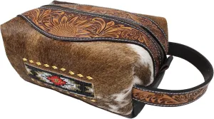 Men Women Western Wool Floral Tooled Leather Travel Toiletry Dopp Kit Bag 18FKTDopp