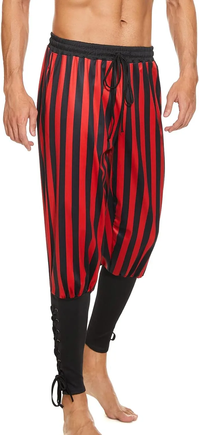 Men's Ankle Banded Pants Medieval Viking Navigator Pirate Costume Trousers Renaissance Gothic Pants