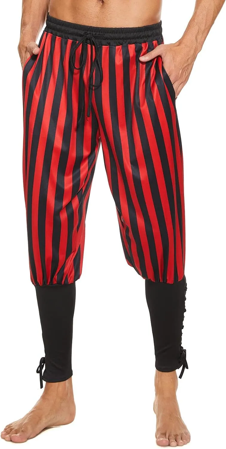 Men's Ankle Banded Pants Medieval Viking Navigator Pirate Costume Trousers Renaissance Gothic Pants