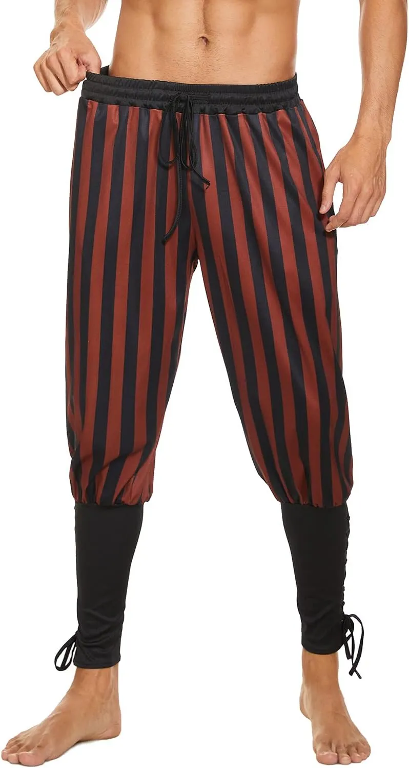 Men's Ankle Banded Pants Medieval Viking Navigator Pirate Costume Trousers Renaissance Gothic Pants