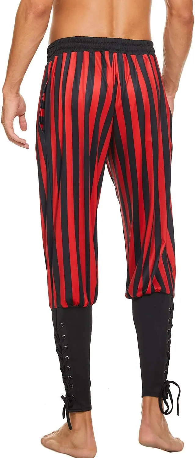 Men's Ankle Banded Pants Medieval Viking Navigator Pirate Costume Trousers Renaissance Gothic Pants