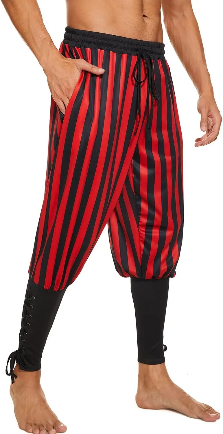 Men's Ankle Banded Pants Medieval Viking Navigator Pirate Costume Trousers Renaissance Gothic Pants