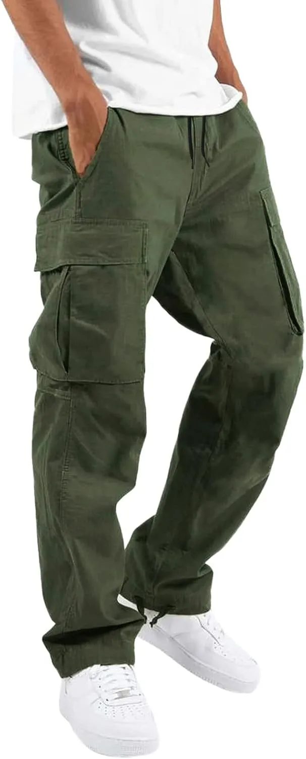 Men's Athletic Running Sweatpants Pants Straight-Leg Fitness Sports Men's Pants Casual Cargo Pants Workout Joggers