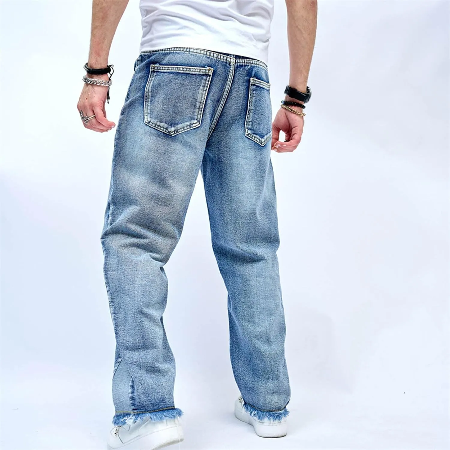Mens Baggy Jeans for Men Y2k Skater Vintage Denim Pants Casual Wide Leg Jeans Loose Fit Denim Streetwear Hip Hop Jean
