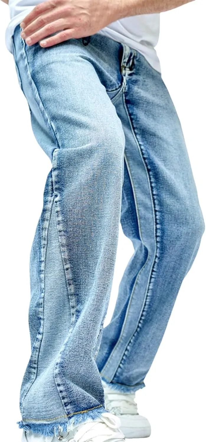 Mens Baggy Jeans for Men Y2k Skater Vintage Denim Pants Casual Wide Leg Jeans Loose Fit Denim Streetwear Hip Hop Jean