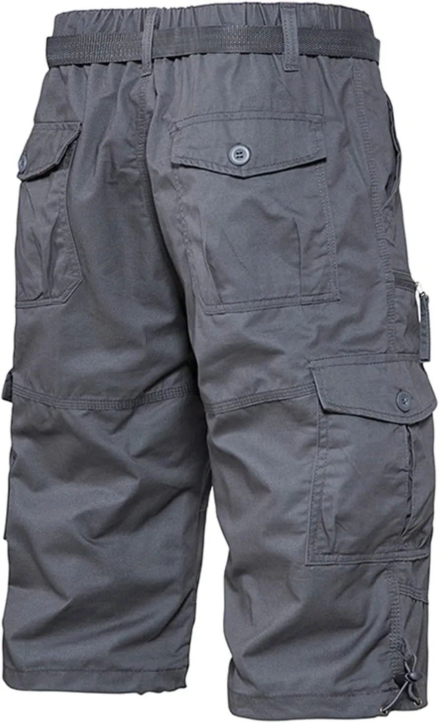 Men's Below Knee Long Shorts, Summer Loose Work Cargo Short Pants Twill Military with Pockets