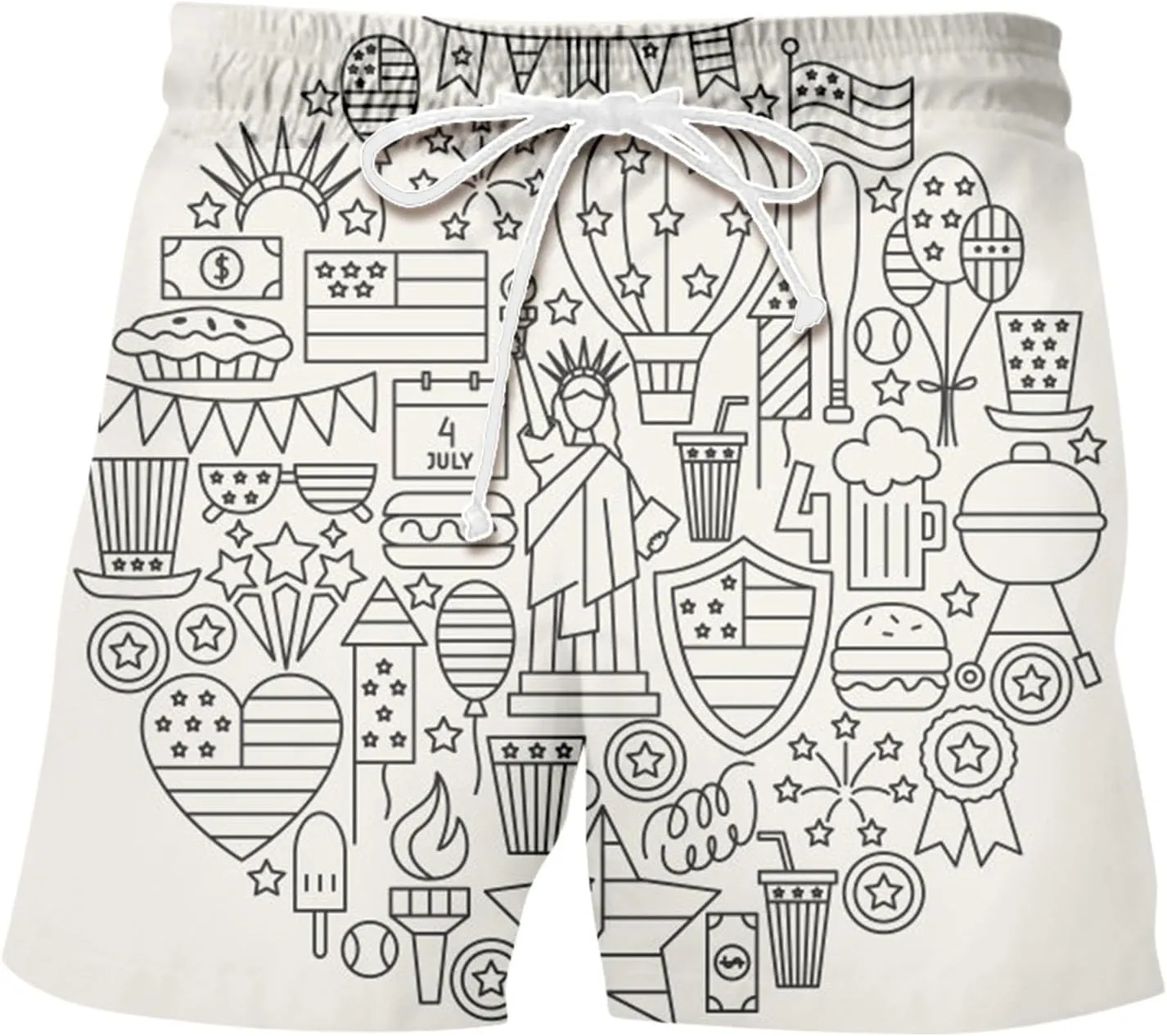 Mens Boys Shorts Quirky Digital Print Drawstring Tie Elastic Waist Casual Fashion Beach Shorts Mens Boys Shorts