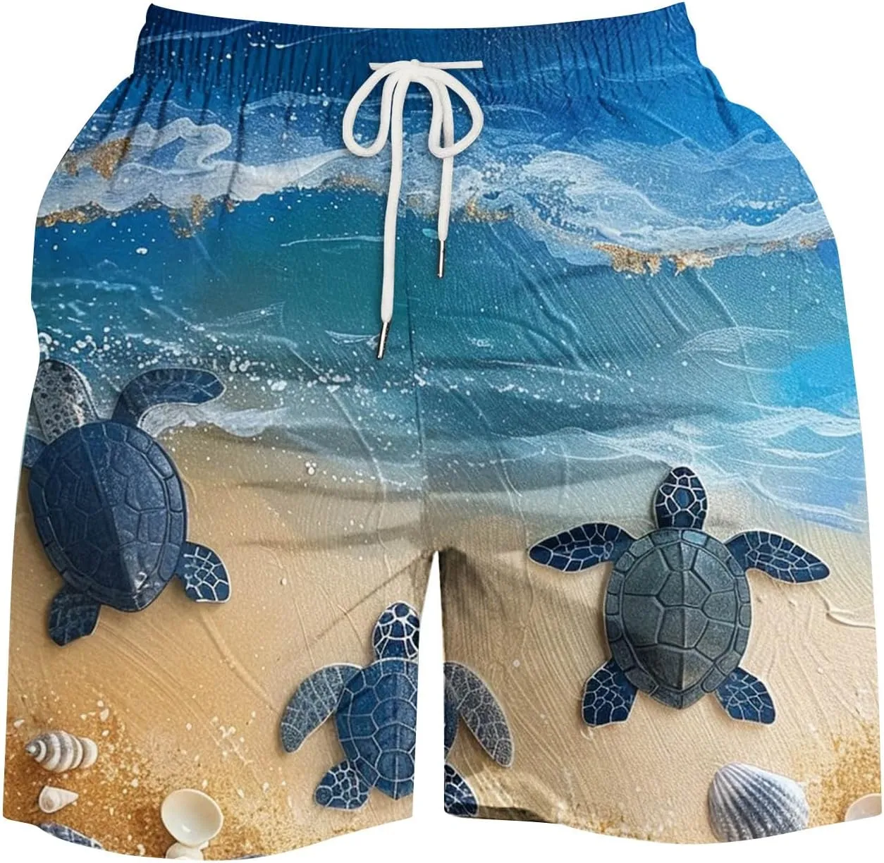 Mens Boys Shorts Quirky Digital Print Drawstring Tie Elastic Waist Casual Fashion Beach Shorts Mens Boys Shorts