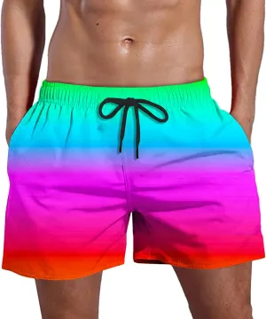 Mens Boys Shorts Quirky Digital Print Drawstring Tie Elastic Waist Casual Fashion Beach Shorts Mens Boys Shorts