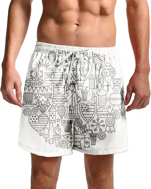 Mens Boys Shorts Quirky Digital Print Drawstring Tie Elastic Waist Casual Fashion Beach Shorts Mens Boys Shorts