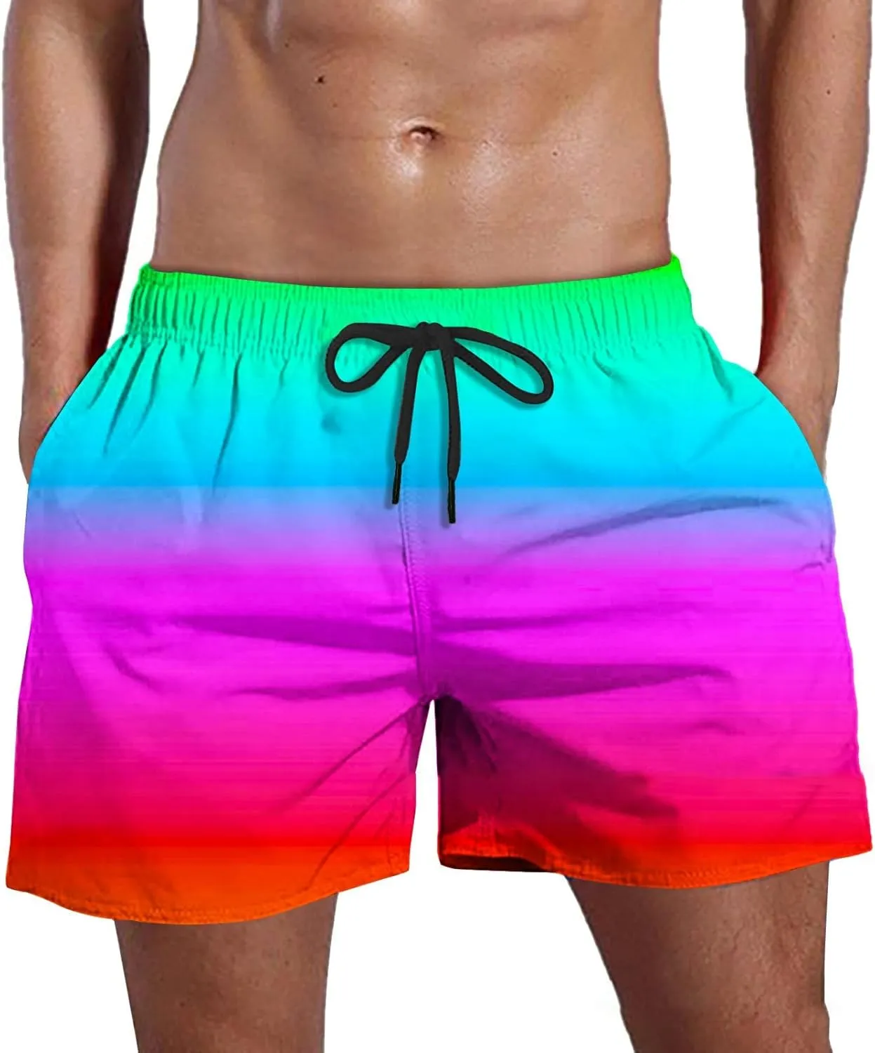 Mens Boys Shorts Quirky Digital Print Drawstring Tie Elastic Waist Casual Fashion Beach Shorts Mens Boys Shorts