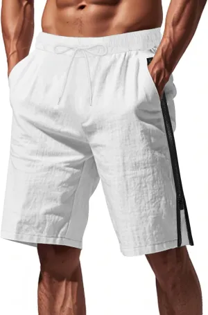 Mens Cargo Casual Shorts Lightweight Stretch Athletic Short Elastic Waistband with Pockets Hiking Workout Beach Pants