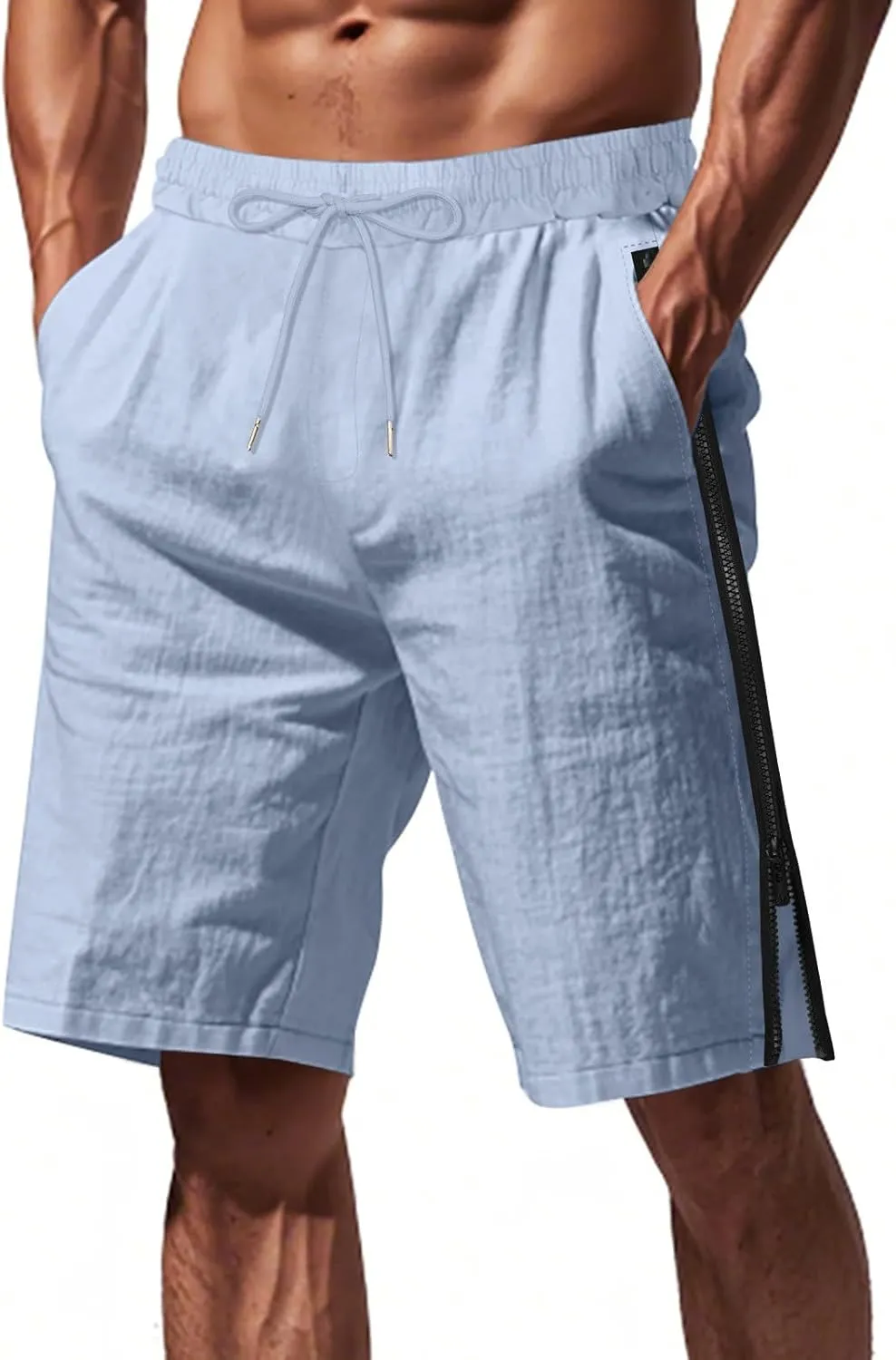 Mens Cargo Casual Shorts Lightweight Stretch Athletic Short Elastic Waistband with Pockets Hiking Workout Beach Pants