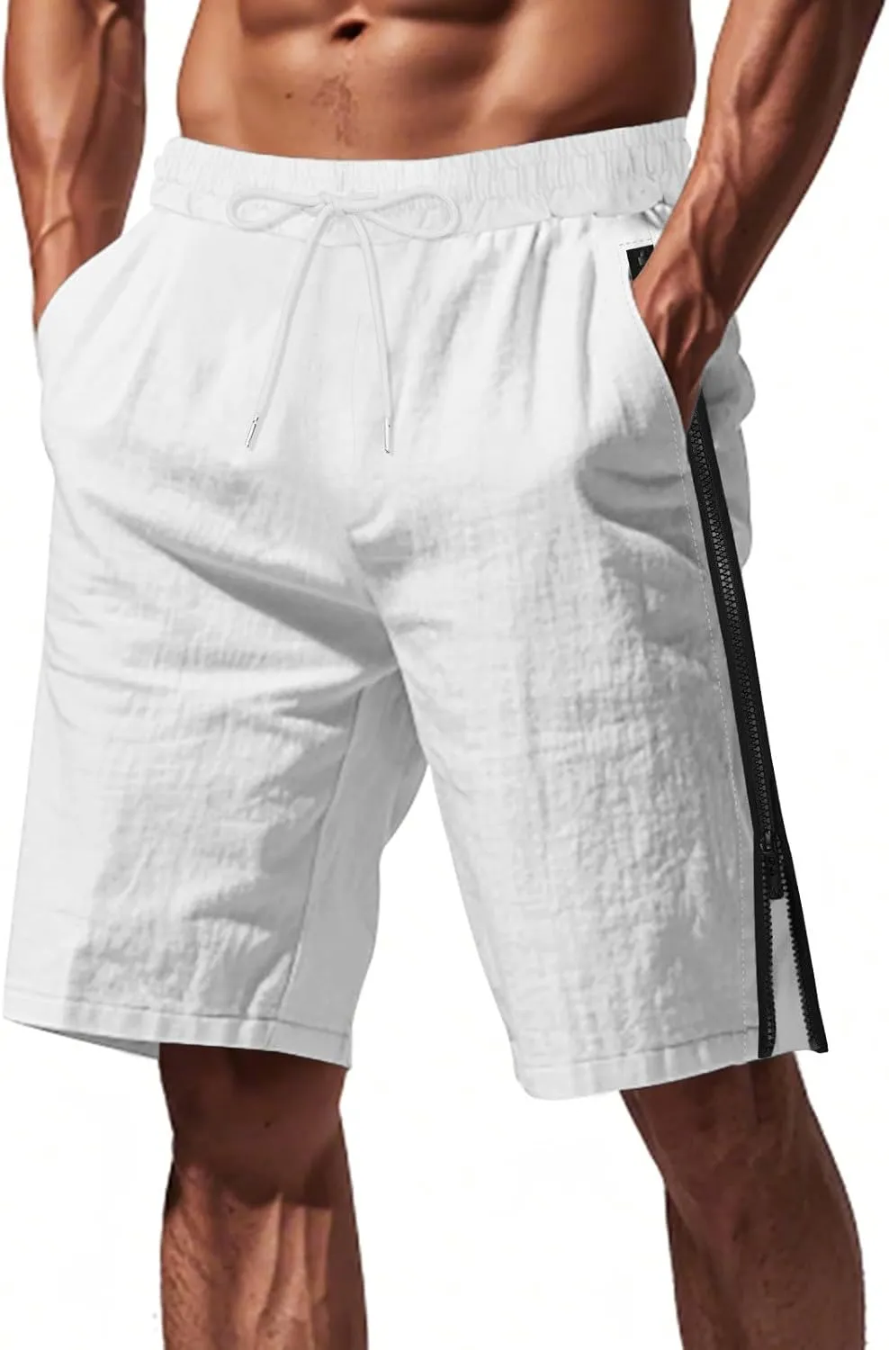 Mens Cargo Casual Shorts Lightweight Stretch Athletic Short Elastic Waistband with Pockets Hiking Workout Beach Pants