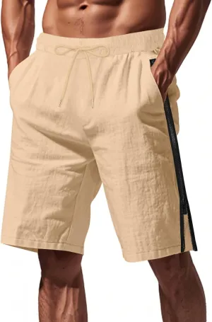 Mens Cargo Casual Shorts Lightweight Stretch Athletic Short Elastic Waistband with Pockets Hiking Workout Beach Pants