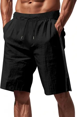 Mens Cargo Casual Shorts Lightweight Stretch Athletic Short Elastic Waistband with Pockets Hiking Workout Beach Pants