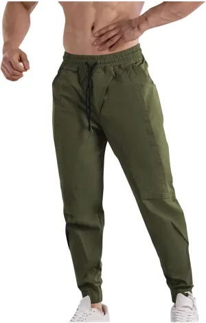 Mens Cargo Pants Elastic Waist Drawstring Relaxed Fit Joggers for Men Tapered Stretch Outdoor Work Pants