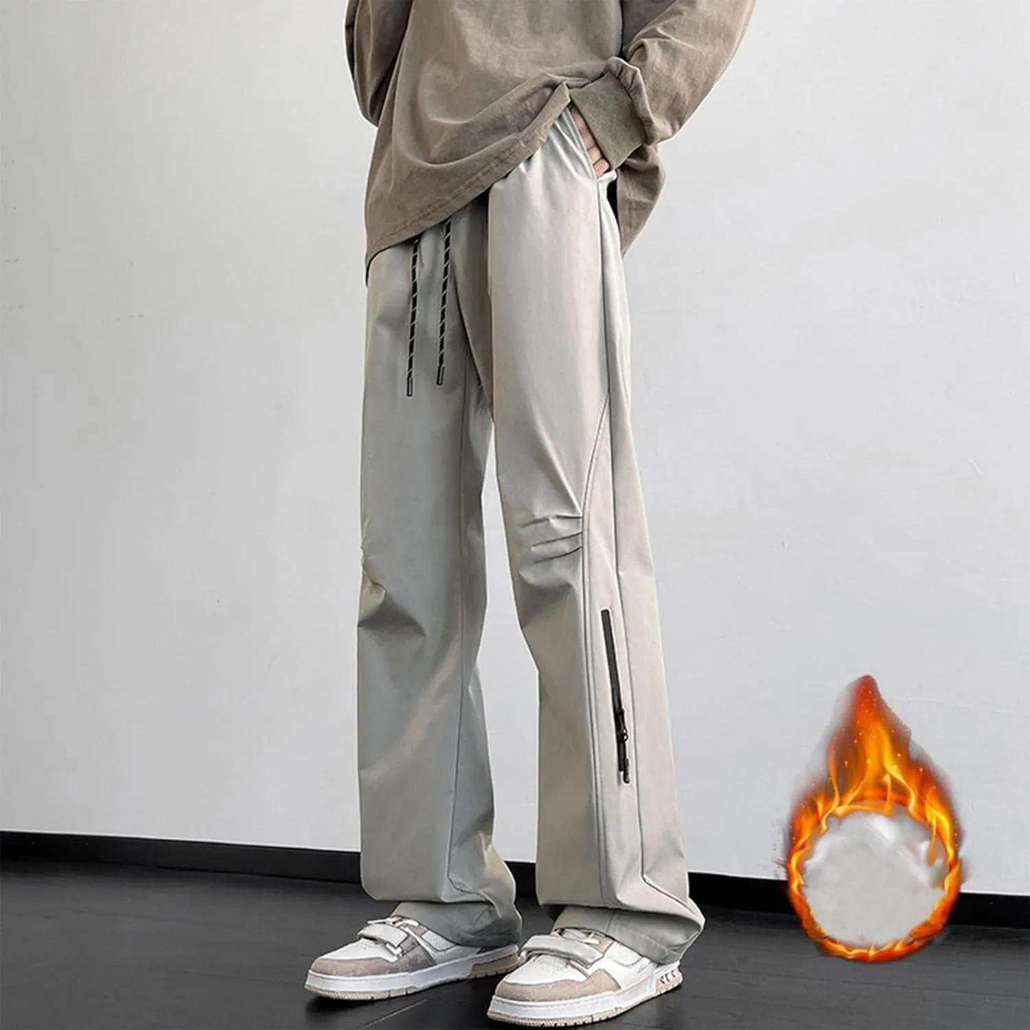 Men's Casual Cargo Pants Fashion Baggy Workout Joggers Streetwear Y2K Sweatpants Hiking Drawstring Straight Leg Pants