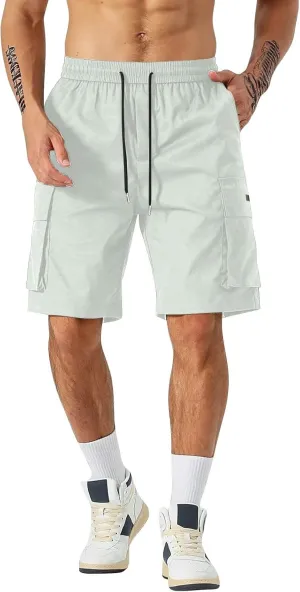 Men's Casual Cargo Shorts Waist with Drawstring Hiking Fishing Outfits Lightweight Multi-Pocket Athletic Short Pants