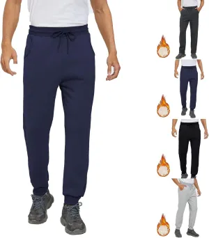 Mens Casual Pants Warm Fleece Sherpa Lined Slim Fit Drawstring Sweatpants with Pocket Winter Comfy Athletic Joggers