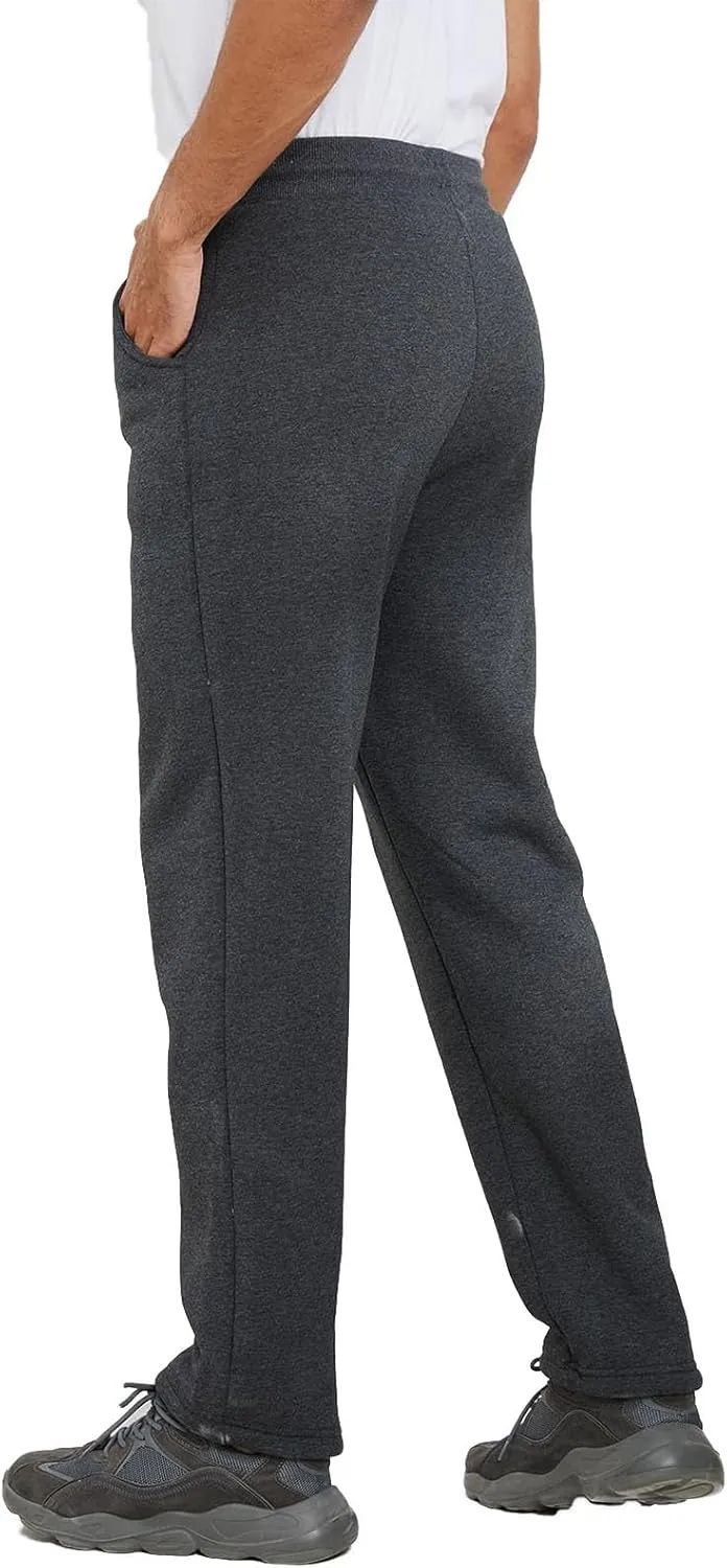 Mens Casual Pants Warm Fleece Sherpa Lined Slim Fit Drawstring Sweatpants with Pocket Winter Comfy Athletic Joggers