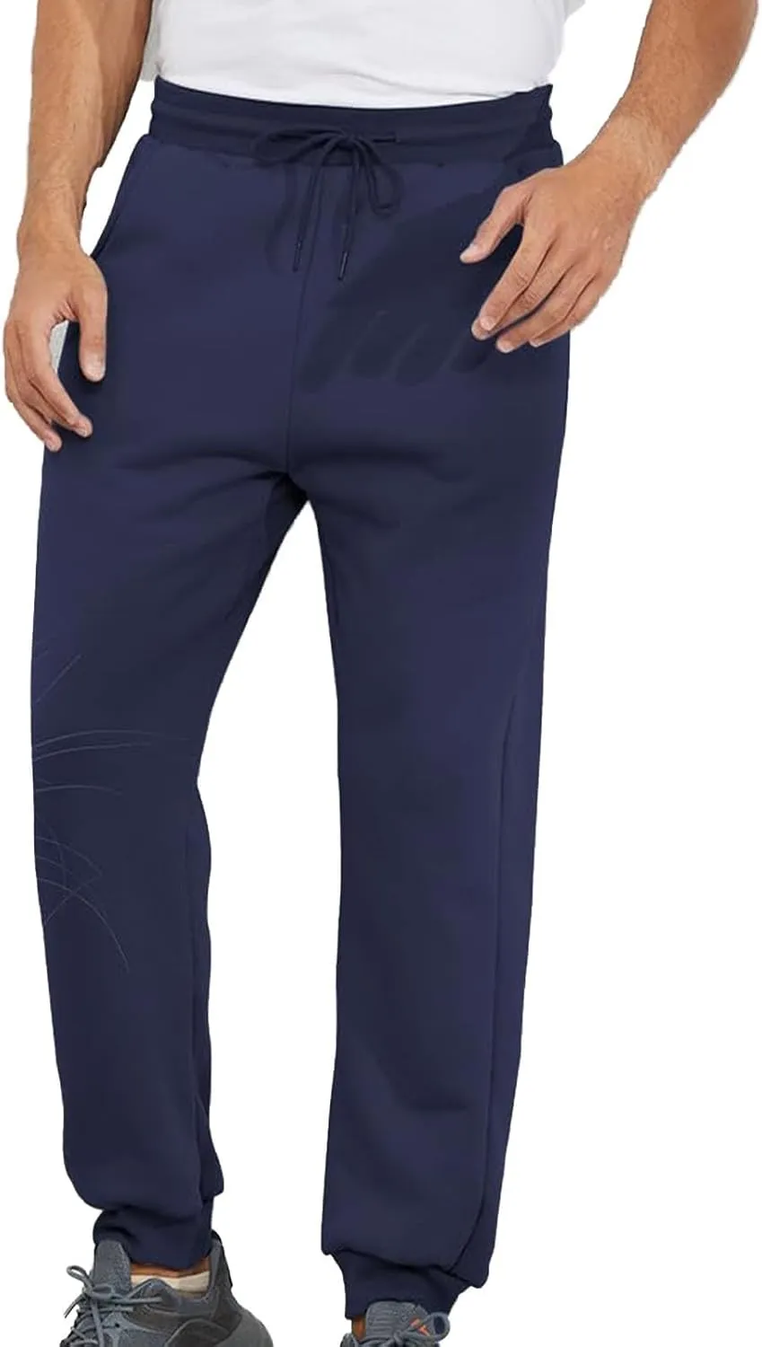 Mens Casual Pants Warm Fleece Sherpa Lined Slim Fit Drawstring Sweatpants with Pocket Winter Comfy Athletic Joggers