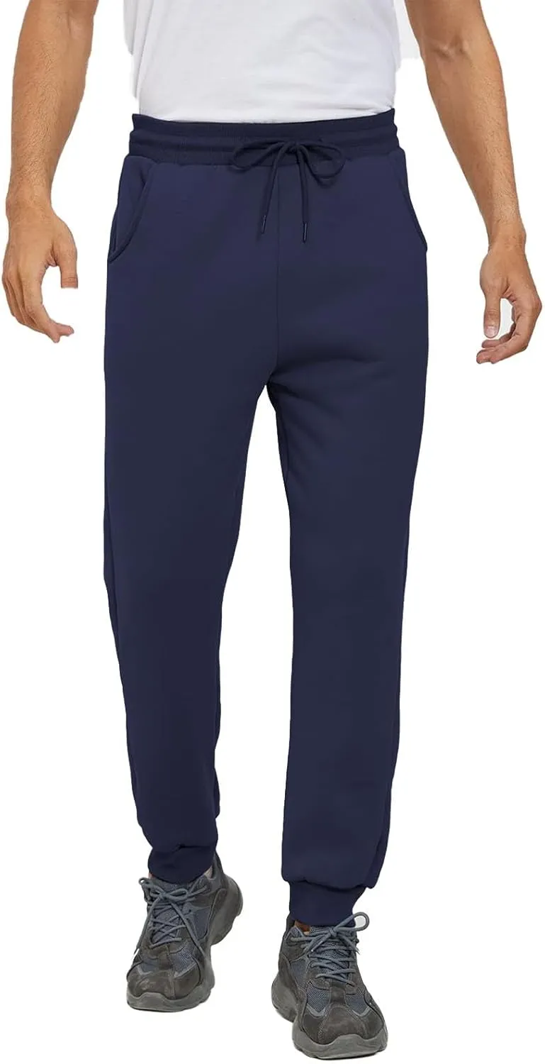 Mens Casual Pants Warm Fleece Sherpa Lined Slim Fit Drawstring Sweatpants with Pocket Winter Comfy Athletic Joggers