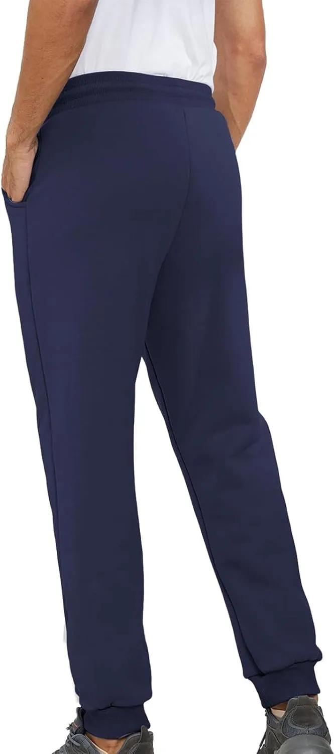 Mens Casual Pants Warm Fleece Sherpa Lined Slim Fit Drawstring Sweatpants with Pocket Winter Comfy Athletic Joggers