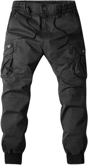Men's Corduroy Pants Vintage Drawstring Waist Heavyweight Joggers Cargo Pants Streetwear Long Trousers with Pockets