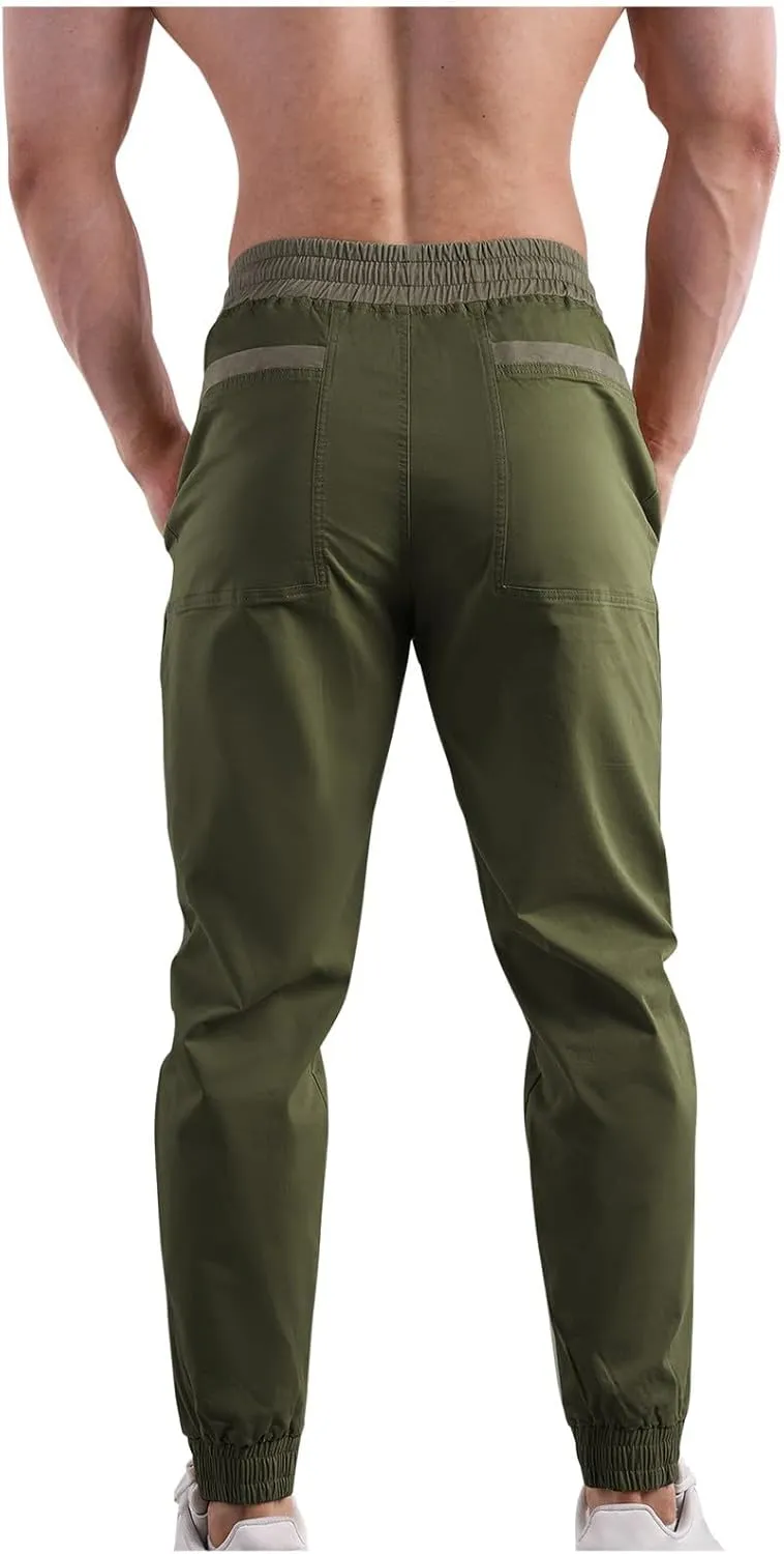 Mens Drawstring Hiking Cargo Pants Outdoor Performance Pants Leisure Belted Foot Pants Fashion Pants Fall Pants