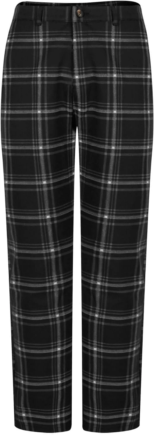 Mens Dress Pants Slim Fit Stretch Fashion Plaid Pant Skinny Leg Striped Button Work Pants Straight Casual Pants