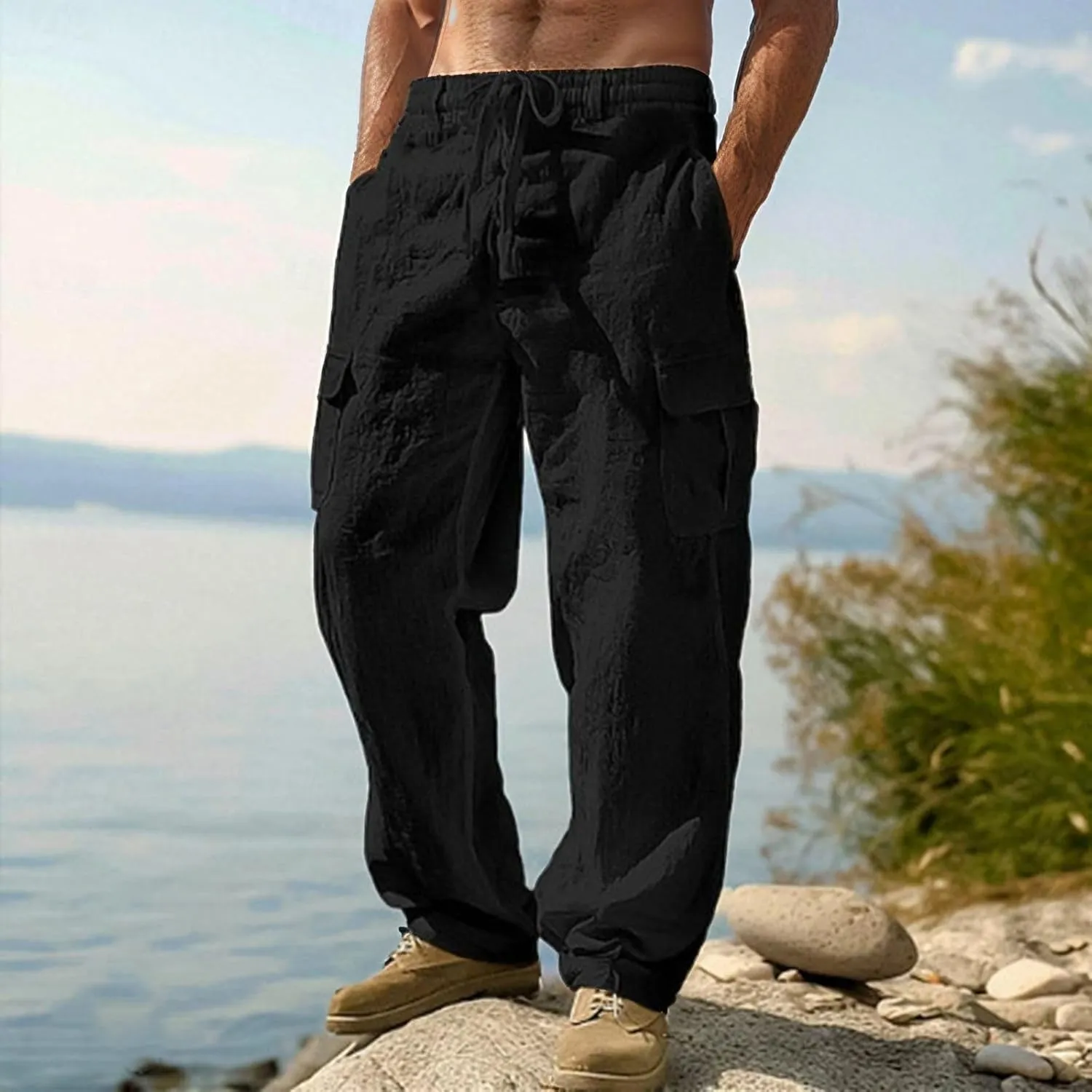 Mens Dress Trousers Baggy Gym Casual Stretch Smarty Joggers Outfits Leather Motorcycle Sport Regular Fit Travel