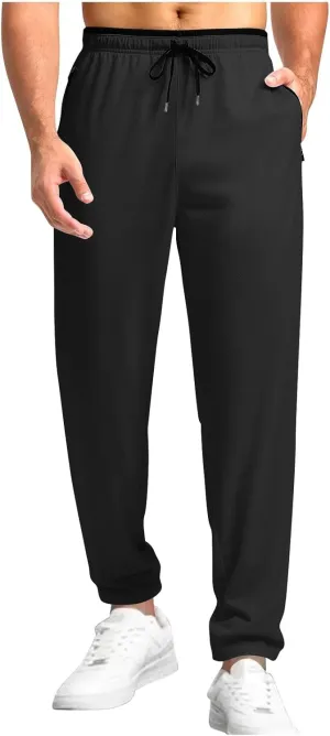 Mens Fashion Casual Pants Drawstring Lightweight Straight Leg Trendy Sweatpants with Pocket Relaxed Fit Trousers