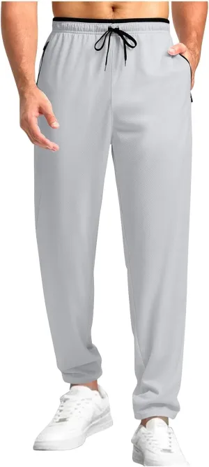 Mens Fashion Casual Pants Drawstring Lightweight Straight Leg Trendy Sweatpants with Pocket Relaxed Fit Trousers