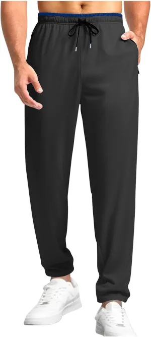 Mens Fashion Casual Pants Drawstring Lightweight Straight Leg Trendy Sweatpants with Pocket Relaxed Fit Trousers
