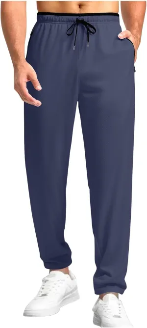 Mens Fashion Casual Pants Drawstring Lightweight Straight Leg Trendy Sweatpants with Pocket Relaxed Fit Trousers
