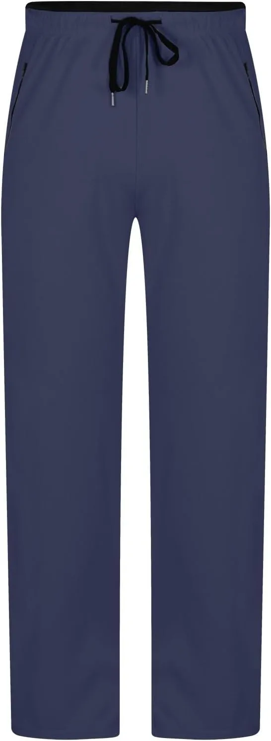 Mens Fashion Casual Pants Drawstring Lightweight Straight Leg Trendy Sweatpants with Pocket Relaxed Fit Trousers