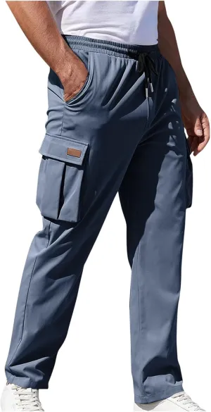 Men's Hiking Cargo Work Pants Quick Dry Drawstring Lightweight Tactical Pants Travel Fishing Camping Outdoor Pants