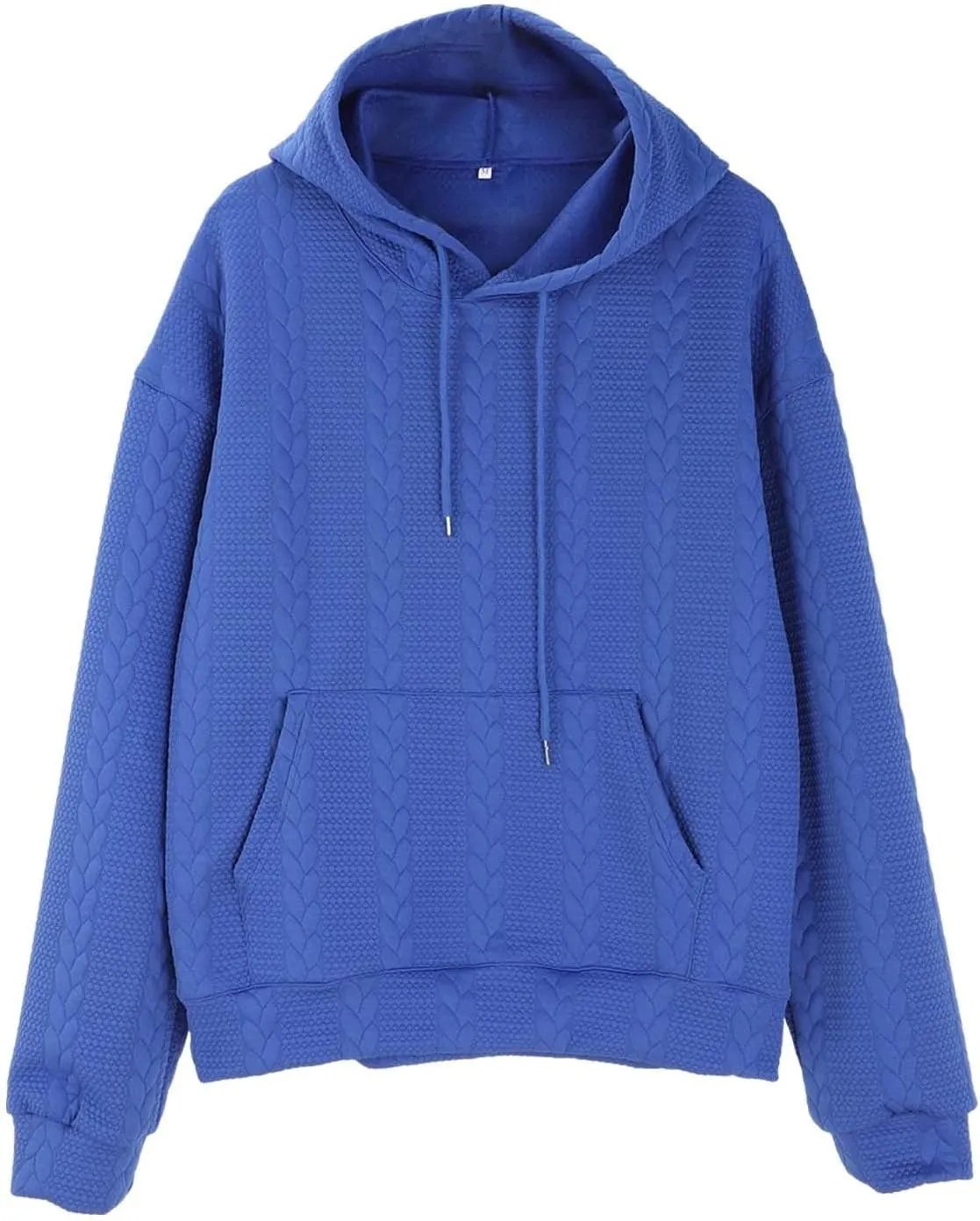Mens Hooded Sweatshirt 2024 Fashion Textured Knit Drawstring Long Sleeve Pullover Loose Sports Workout Casual Hoodies