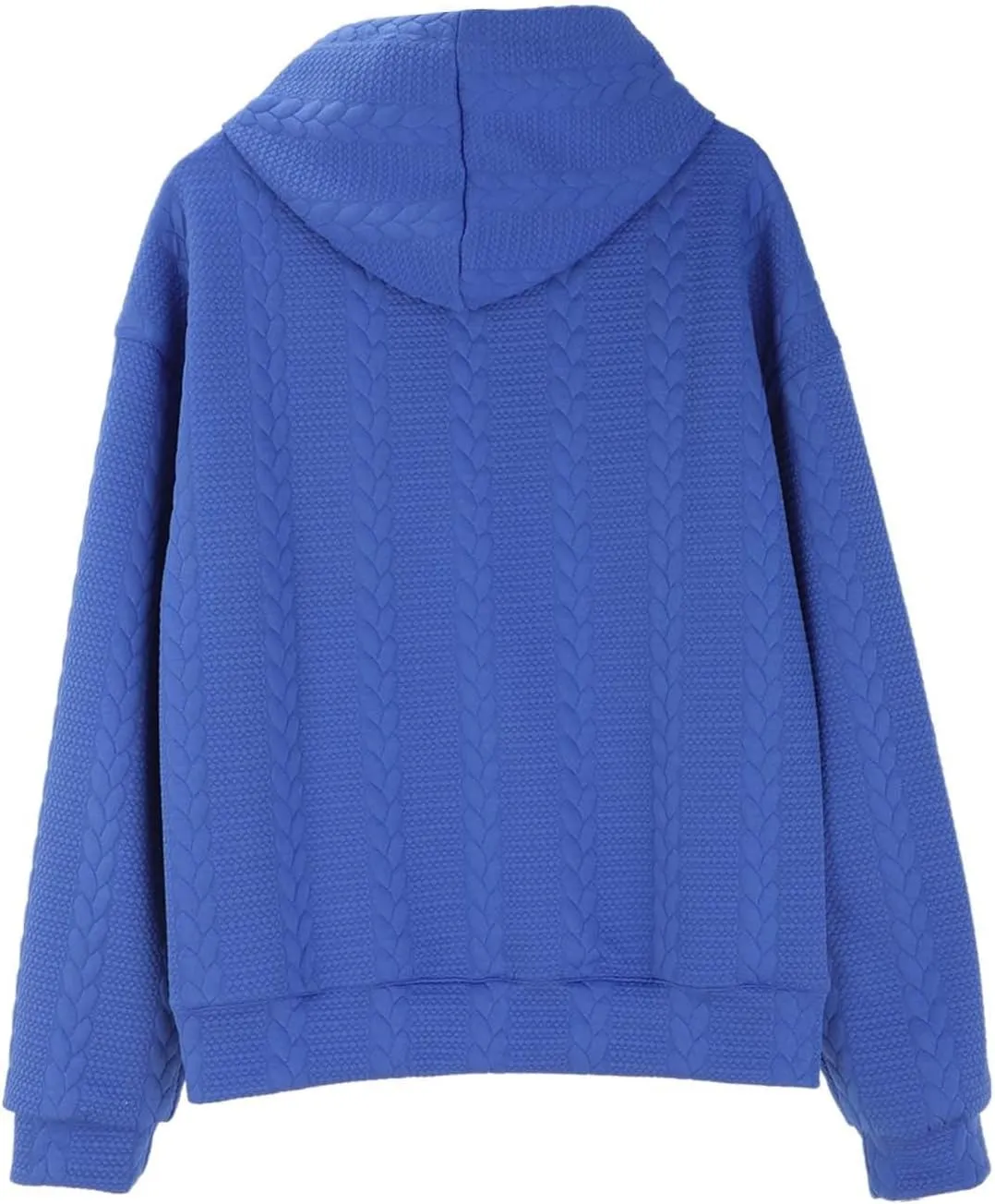 Mens Hooded Sweatshirt 2024 Fashion Textured Knit Drawstring Long Sleeve Pullover Loose Sports Workout Casual Hoodies