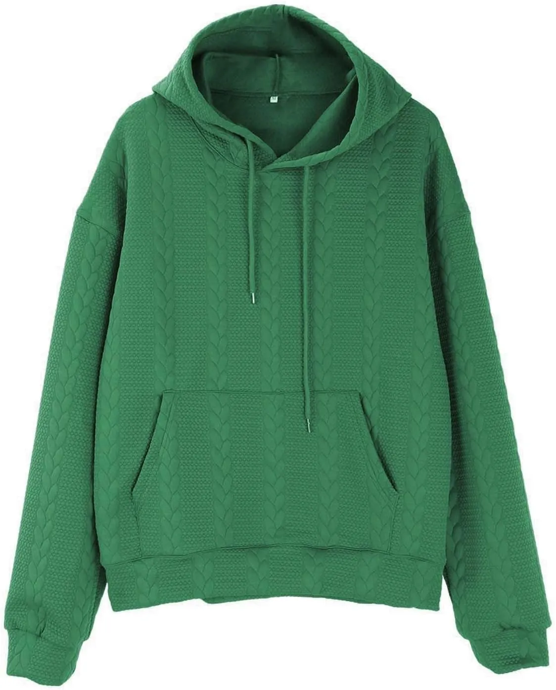 Mens Hooded Sweatshirt 2024 Fashion Textured Knit Drawstring Long Sleeve Pullover Loose Sports Workout Casual Hoodies