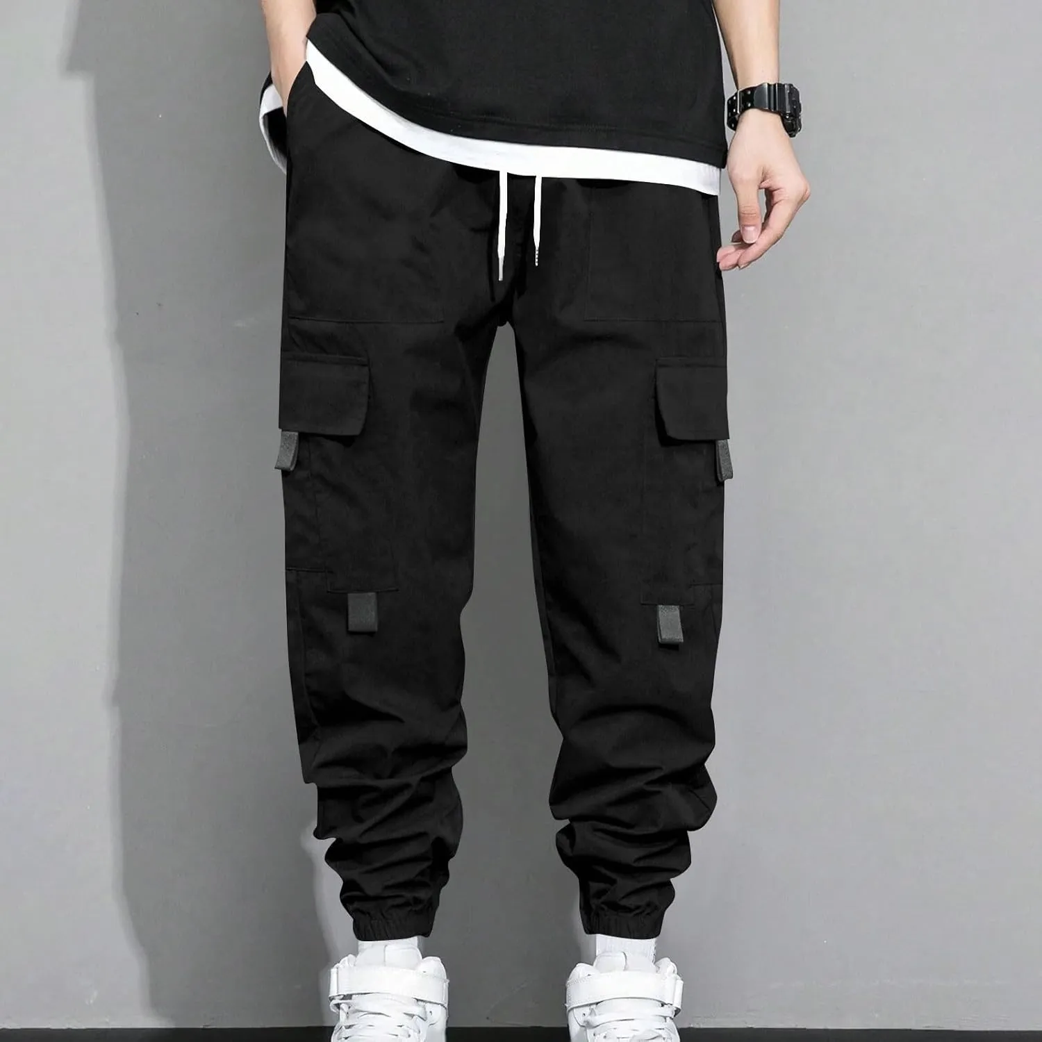 Mens Jogger Pants Cargo Casual Athletic Sport Relaxed Fit Drawstring Sweatpants with Pocket Fashion Trendy Pants
