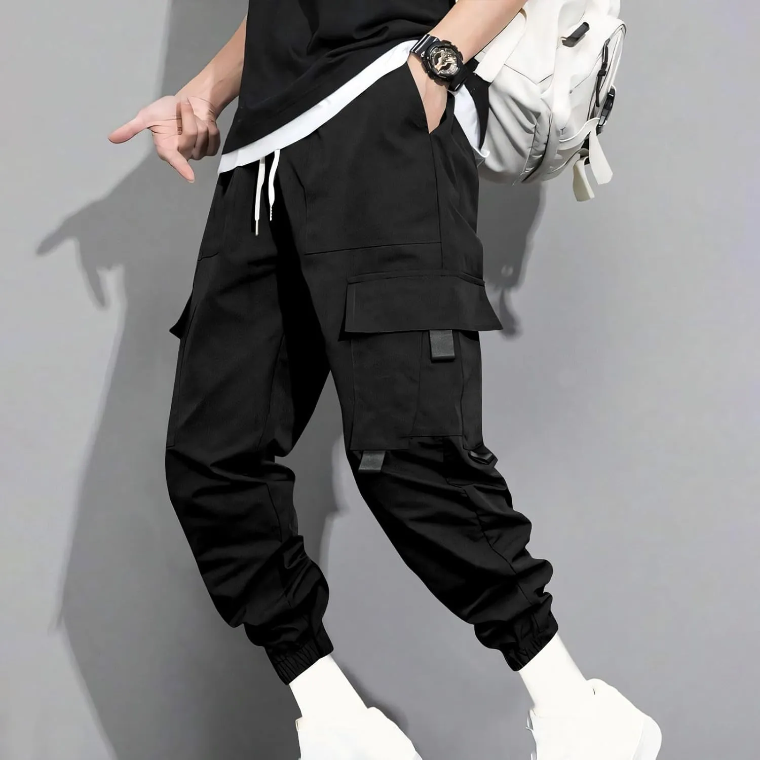 Mens Jogger Pants Cargo Casual Athletic Sport Relaxed Fit Drawstring Sweatpants with Pocket Fashion Trendy Pants
