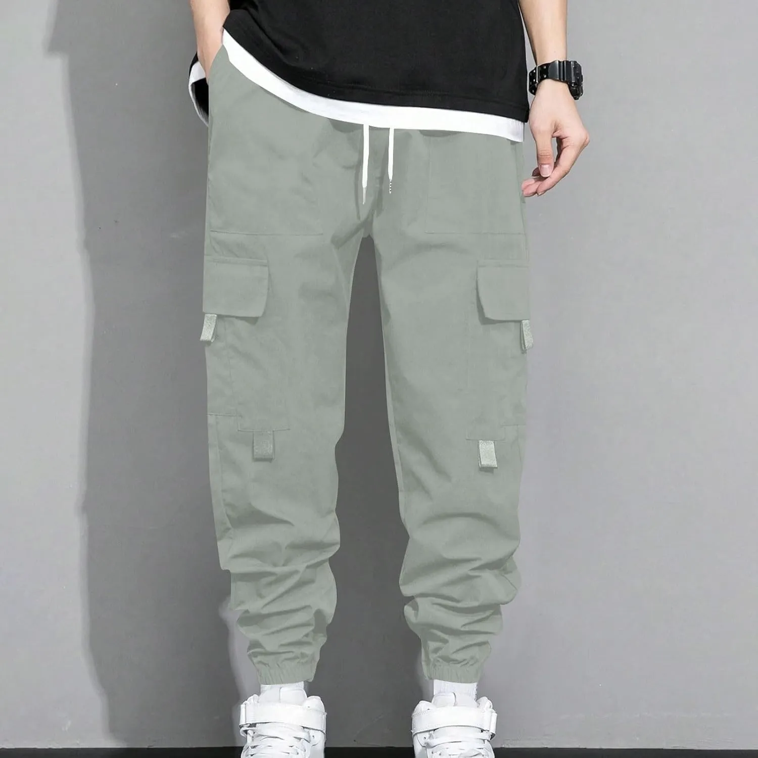 Mens Jogger Pants Cargo Casual Athletic Sport Relaxed Fit Drawstring Sweatpants with Pocket Fashion Trendy Pants