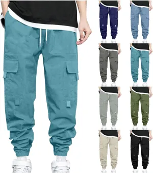Mens Jogger Pants Cargo Casual Athletic Sport Relaxed Fit Drawstring Sweatpants with Pocket Fashion Trendy Pants