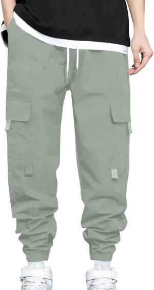 Mens Jogger Pants Cargo Casual Athletic Sport Relaxed Fit Drawstring Sweatpants with Pocket Fashion Trendy Pants