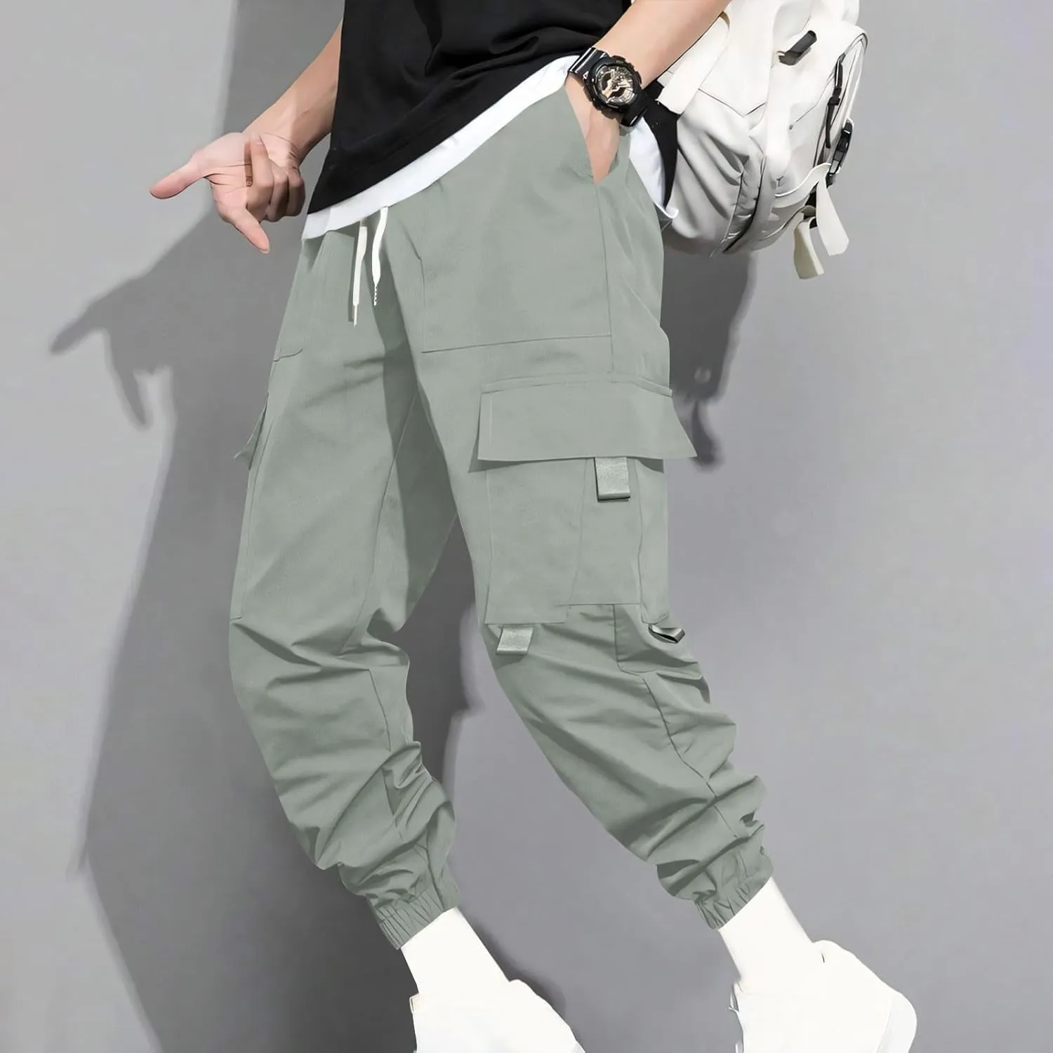 Mens Jogger Pants Cargo Casual Athletic Sport Relaxed Fit Drawstring Sweatpants with Pocket Fashion Trendy Pants
