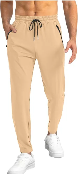 Mens Joggers Athletic Lightweight Active Sweatpants Drawstring Trendy Travel Casual Sport Running Pants with Pockets