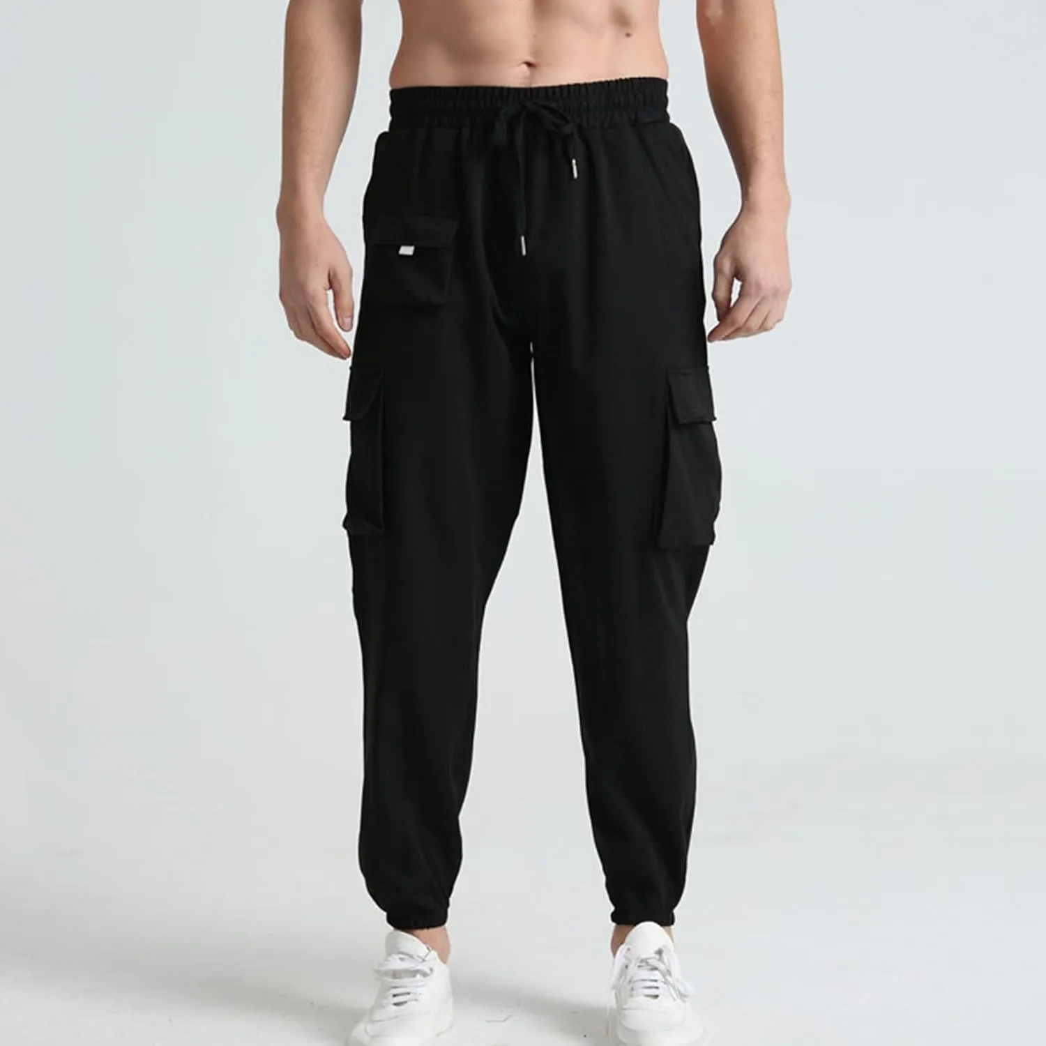 Mens Joggers Casual Relaxed Fit Lightweight Drawstring Cargo Pants with Pocket Sports Athletic Outdoor Sweatpants