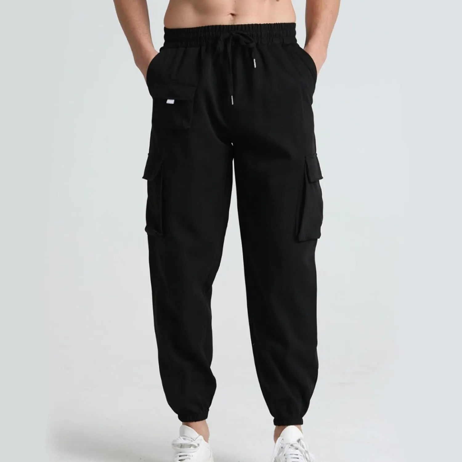 Mens Joggers Casual Relaxed Fit Lightweight Drawstring Cargo Pants with Pocket Sports Athletic Outdoor Sweatpants